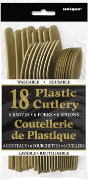 Gold Plastic Cutlery Assorted 18 CT.