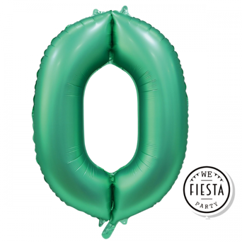 34" Satin Green Number 0 Foil Balloon