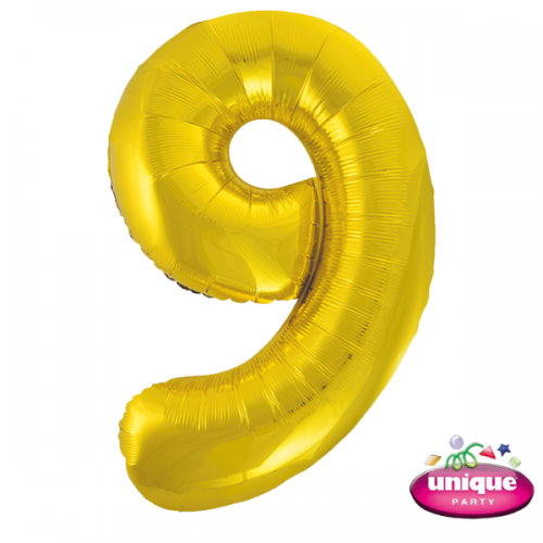 34" Classic Gold Number 9 Foil Balloon