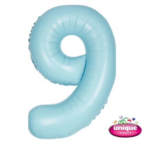 34" Matte Blue Number 9 Foil Balloon