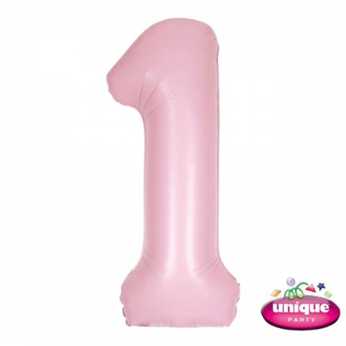 34" Matte Lovely Pink Number 1 Foil Balloon