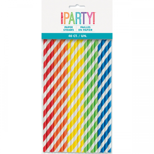 Colourful Paper Straws 40ct 