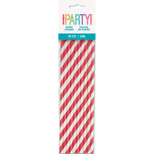 Unique Red Paper Straws 10ct