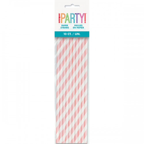 Unique Light Pink Paper Straws 10ct