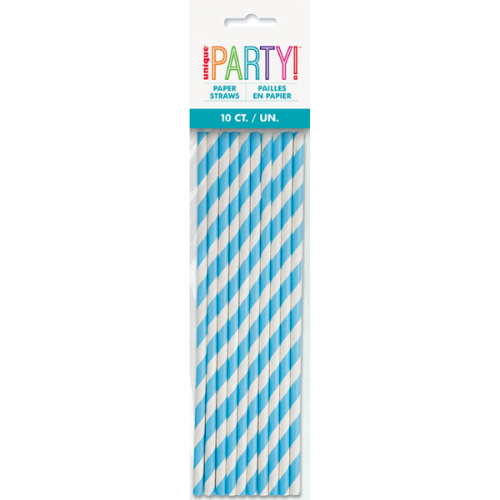 Unique Light Blue Paper Straws 10ct