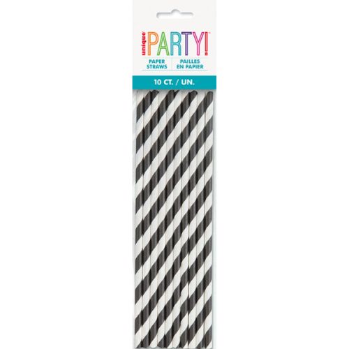 Unique Black Paper Straws 10ct