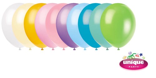 Unique 12" Pastel Colour Assortment Latex Balloons 10 CT.