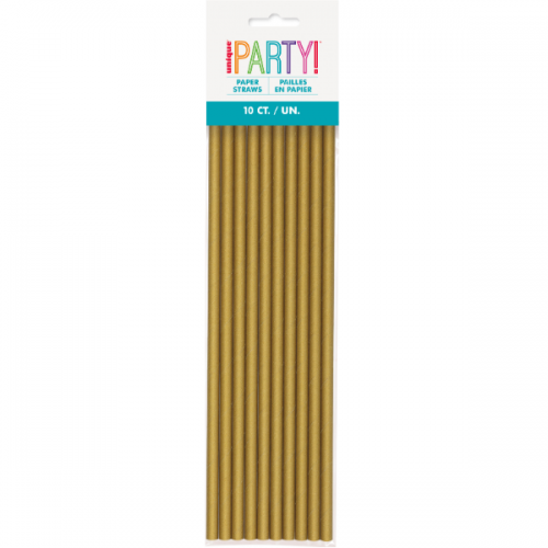 Unique Gold Paper Straws 10ct