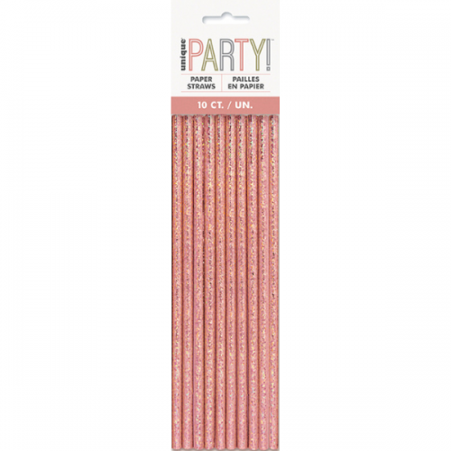 Rose Gold Glitz Foil Paper Straws 10ct