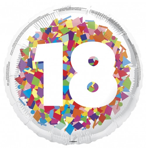 Bright Confetti 18" Age 18 Foil Balloon