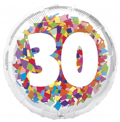 Bright Confetti 18" Age 30 Foil Balloon