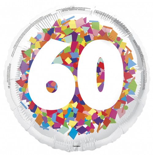 Bright Confetti 18" Age 60 Foil Balloon