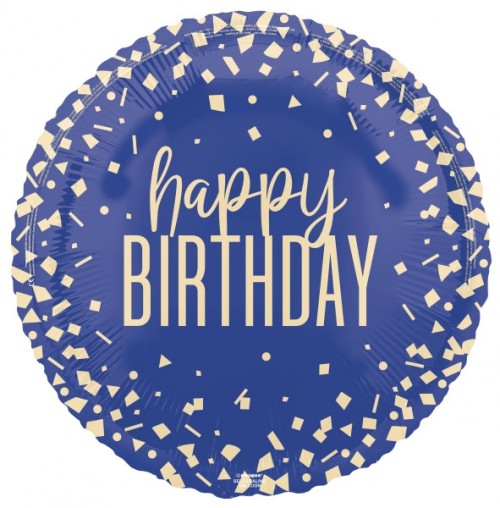 Confetti Happy Birthday Blue 18" Foil Balloon