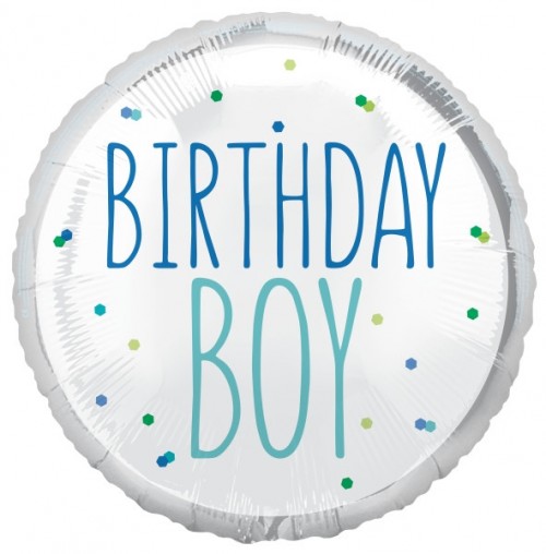 Birthday Boy Multi Coloured Dots 18" Foil Balloon