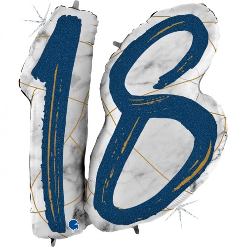 Marble Mate Age 18 Blue 38" Single Foil Balloon GRABO