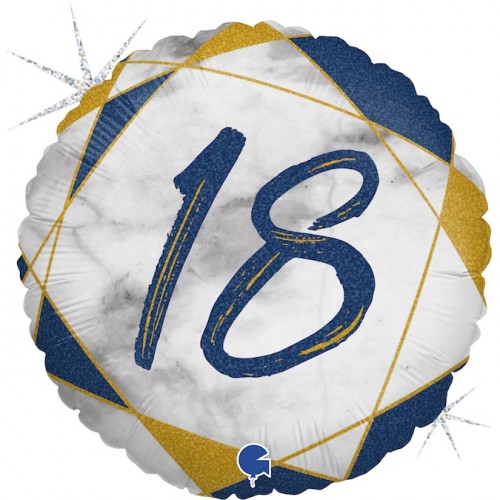 Age 18 Marble Mate Happy Birthday Blue 18" Foil Balloon