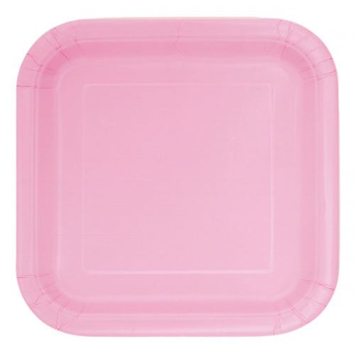 Lovely Pink 9" Square Plates 14 CT.
