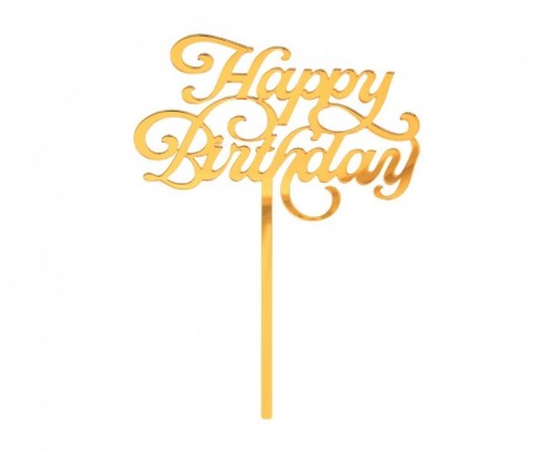 Happy Birthday Gold Cake Topper 1ct