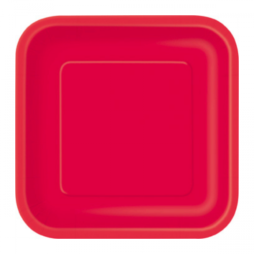 Ruby Red 9'' Square Plates 14 CT.