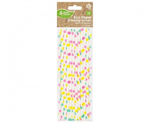 Colourful Dots Paper Straws 12ct