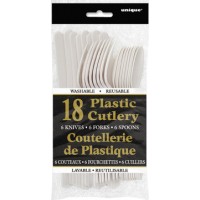 Bright White Plastic Cutlery Assorted 18 CT.