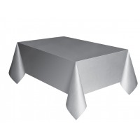 Silver Plastic Tablecover 54"x108"