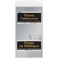 Silver Plastic Tablecover 54"x108"