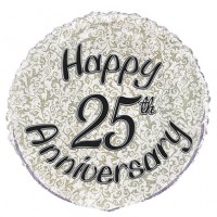 Happy 25th Anniversary 18" foil balloon 