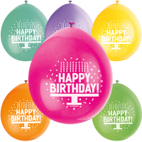 Happy Birthday 9" Latex Air Fill Balloon - Assorted Colours, Printed 1 Side - 10ct.