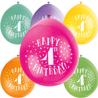 Happy 4th Birthday 9" Latex Air Fill Balloon - Assorted Colours, Printed 1 Side - 10ct.