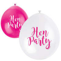 Hen Party 9" Latex Air Fill Balloon - Assorted Colours, Printed 1 Side - 10ct.