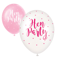 Hen Party  5CT 12" Helium Fill Latex Balloon- Pearlized Assorted Colours, Printed All Around - 5ct