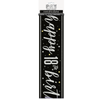 Black/Silver Glitz Age 18 Happy Birthday Foil Banner 9ft