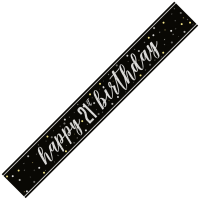 Black/Silver Glitz Age 21 Happy Birthday Foil Banner 9ft