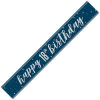 Blue/Silver Glitz Age 18 Happy Birthday Foil Banner 9ft