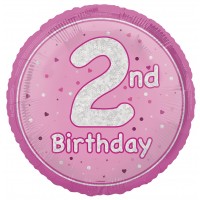 Pink Glitz 18" Age 2 Birthday Prism Foil Balloon