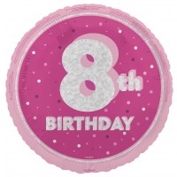 Pink Glitz 18" Age 8 Birthday Prism Foil Balloon