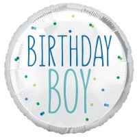 Birthday Boy Multi Coloured Dots 18" Foil Balloon