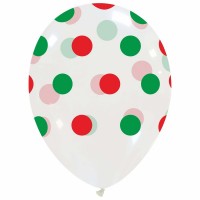 Big Polka Dots Christmas 12" Latex Balloons 25Ct