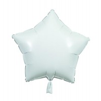 White - Star Shape - 18" foil balloon (Pack of 12, Flat)