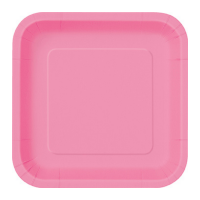 Hot Pink 9'' Square Plates 14 CT.
