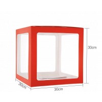 Blank Red Transparent Balloon Boxes 30x30x30cm Pack of 4