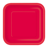 Ruby Red 9'' Square Plates 14 CT.