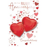 On Your Ruby Anniversary - With Best Wishes - Pack Of 12