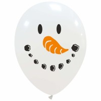 Snowman Face 12" Latex Balloon 25Ct Two Colour Printed 1 Side