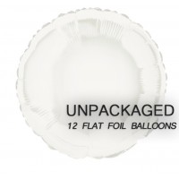White - Round Shape - 18" foil balloon (Pack of 12, Flat)